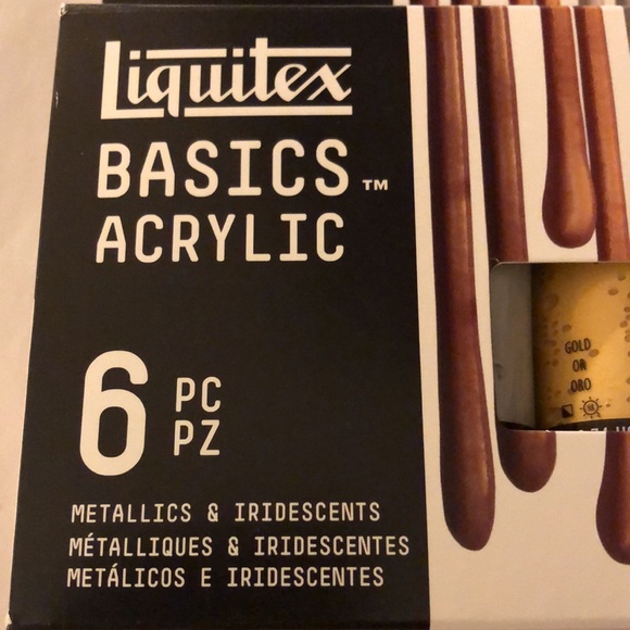LIQUITEX BASICS ACRYLIC 6 Pc Metallics & Iridescents Paints - Picture 2 of 9